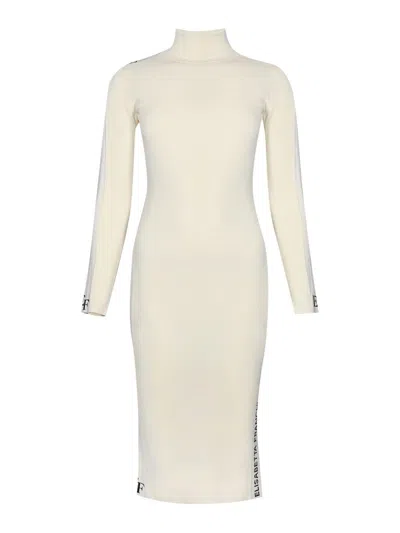 Elisabetta Franchi Viscose Dress With Logo Bands In Yellow