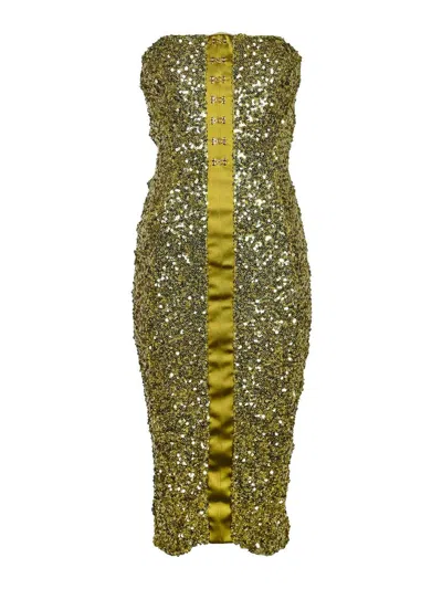 ELISABETTA FRANCHI SEQUIN BUSTIER DRESS WITH JEWEL HOOKS