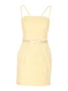 Elisabetta Franchi Fitted Mini Dress With Floral Texture In Yellow