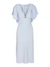 Elisabetta Franchi Light Blue Midi Dress With V-neck In Blue
