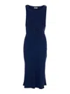 Elisabetta Franchi Lace-up Detail Bustier Midi Dress In Blue