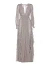 Elisabetta Franchi Red Carpet Georgette Dress With Polka Dots And Ribbons