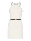 Elisabetta Franchi Mini Dress With Removable Belt And American Neckline In White