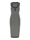 Elisabetta Franchi Logo-intarsia Knitted Dress In White