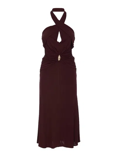 ELISABETTA FRANCHI VESTIDO MIDI - MARRÓN