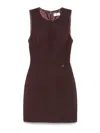 Elisabetta Franchi Sleeveless Floral Peplum Balloon Dress In Brown