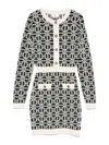 Elisabetta Franchi Logo-jacquard Long-sleeved Mini Dress In Black