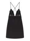 Elisabetta Franchi Plunging Neckline Mini Dress With Lace Detailing And Floral Embellishments