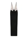 Elisabetta Franchi Red Carpet Embroidery Long Dress With Voile Inserts And Flowers Detail