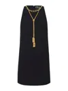 Elisabetta Franchi Boxy Crepe Minidress With Necklace In Black