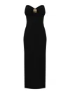 Elisabetta Franchi Fluid Crepe Dress With Macro Bow In Black