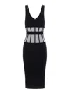 Elisabetta Franchi Sleeveless Midi Dress Sheer Paneling In Black