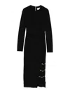Elisabetta Franchi Midi Dress With Side Slit And Buttons In Black