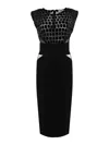 Elisabetta Franchi Crepe And Tulle Dress With Cocco Embroidery In Black