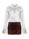 Elisabetta Franchi Shirt Dress And Sequin Mini Skirt In White