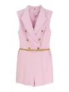 Elisabetta Franchi Jumpsuit With Shoulder Pads And Leather Belt