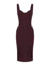 Elisabetta Franchi Structured Burgundy Midi Dress With Sweetheart Neckline In Brown
