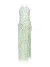 Elisabetta Franchi Embellished Halter Neckline Floor-length Dress In Green