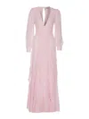 Elisabetta Franchi Red Carpet Dress With Rouches And Split In Pink