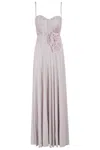 Elisabetta Franchi Red Carpet Dress Made Of Lurex Jersey Fabric With Embroidered Flower