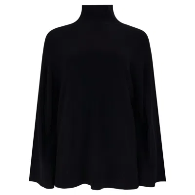 Pre-owned Elisabetta Franchi Virgin Wool & Cashmere Turtleneck Jumper With Logo To Rear In Black