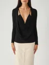 Elisabetta Franchi Crepe Jersey Sweater With Jewel Logo In Black