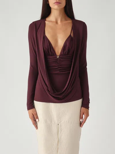 Elisabetta Franchi Viscosa Top-wear In Burgundy