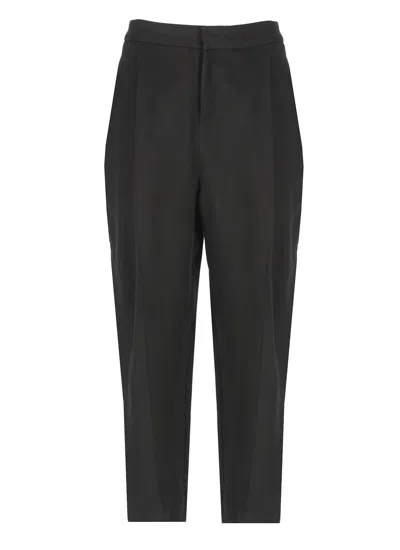 Elisabetta Franchi Viscose And Linen Pants In Black