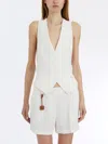 Elisabetta Franchi Ivory White Vest With V-neck In White