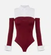 Elisabetta Franchi Viscose And Poplin Bodysuit In Burgundy