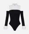 Elisabetta Franchi Viscose And Poplin Bodysuit In Black