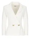 Elisabetta Franchi Ivory Knitted Blazer With Bows In Ivory