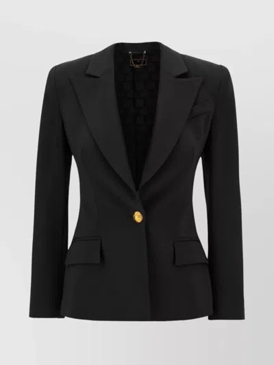 ELISABETTA FRANCHI VISCOSE BLAZER WITH CHEST POCKET AND PADDED SHOULDERS
