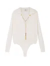 Elisabetta Franchi Chain-embellished Bodysuit In Neutral