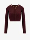 Elisabetta Franchi Cardigan In Maglia A Rombi Con Dettaglio Gioiello Bordeaux In Brown