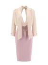 Elisabetta Franchi Viscose Blend Midi Dress With Detachable Skirt In Purple