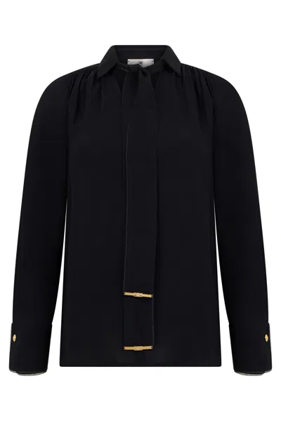 Elisabetta Franchi Viscose Blouse With Decorative Details In Black