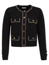 Elisabetta Franchi Black Cropped Chain Profile Cardigan In Black