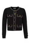 Elisabetta Franchi Black Cropped Chain Profile Cardigan In Black
