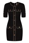 Elisabetta Franchi Viscose Mini Dress With Chain In Black