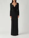 Elisabetta Franchi Maxi Dress With Draped Cowl Neckline In Black