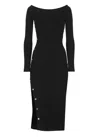 Elisabetta Franchi Off-shoulder Midi Dress In Black