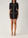 Elisabetta Franchi Viscose Mini Dress With Chain In Nero
