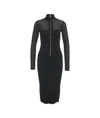 Elisabetta Franchi Herringbone Pattern Midi Dress In Black