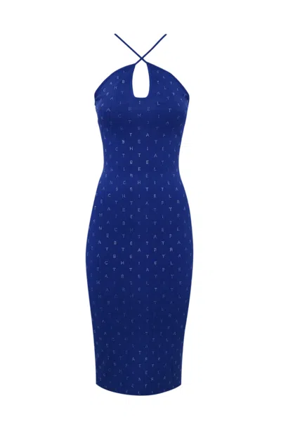 ELISABETTA FRANCHI VISCOSE DRESS WITH RHINESTONE LETTERING