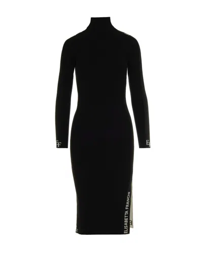Elisabetta Franchi Viscose Dress With Shiny Stripes - Black