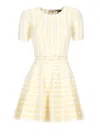 Elisabetta Franchi Mini Dress In Yellow With Belted Waist In Yellow
