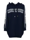 Elisabetta Franchi Viscose Fleece Dress With Contrasting Bands In Blue