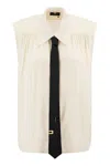 Elisabetta Franchi Women's Viscose Georgette Flared Shirt With Lettering Tie