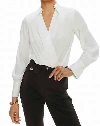 Elisabetta Franchi Viscose Georgette V Neck Bodysuit Shirt In White